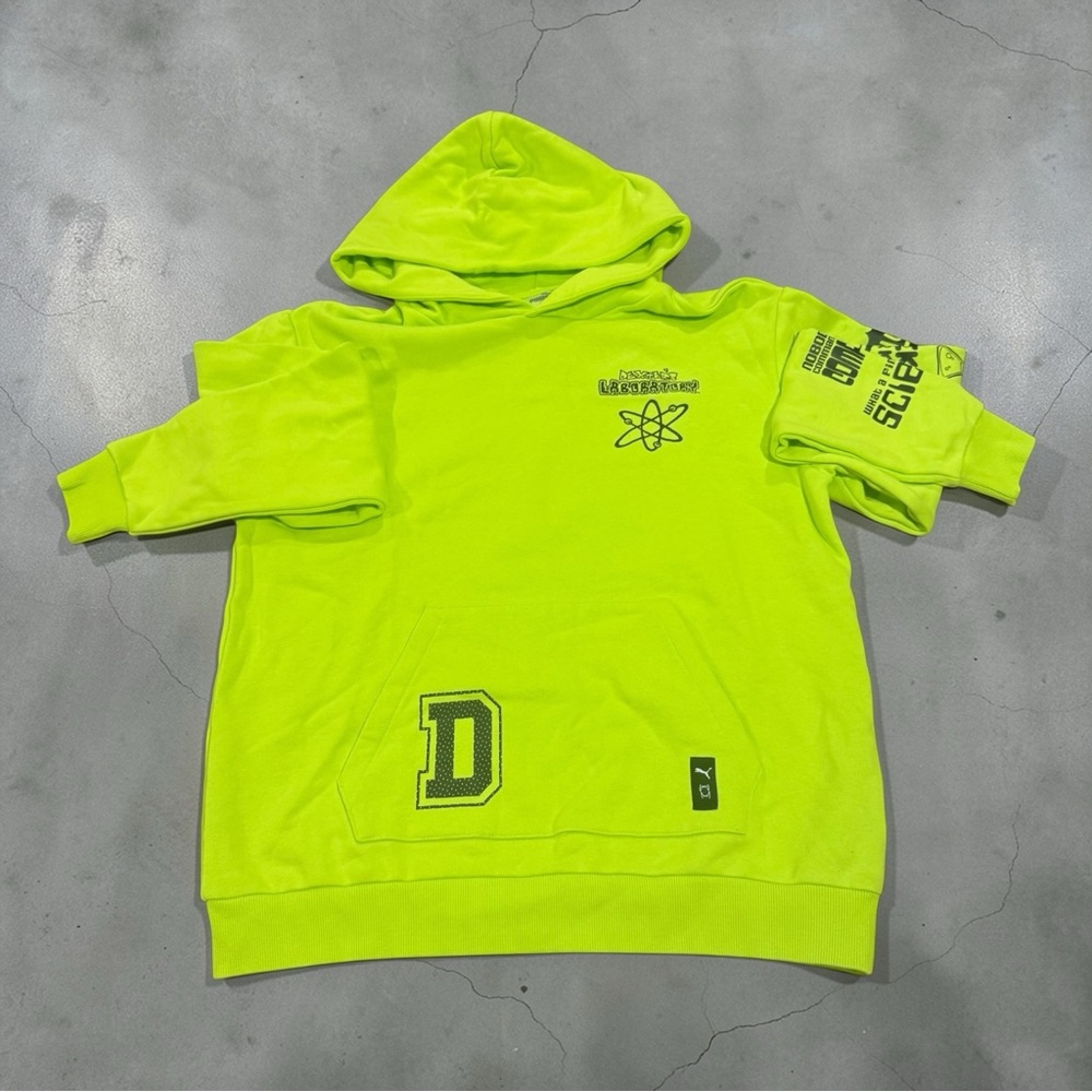 Puma Dexter’s Laboratory Hoodie Neon Yellow Graphic Pullover